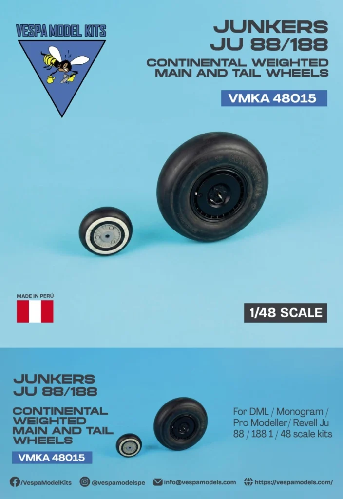Junkers Ju 88/188 "Continental" early style weighted wheels
