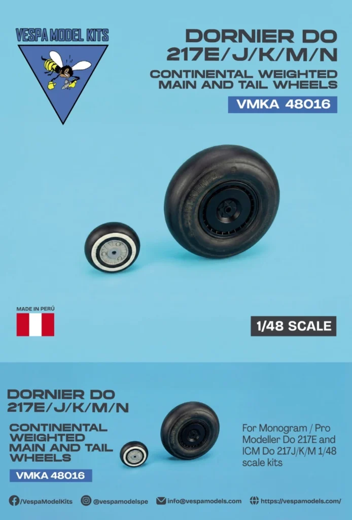 Dornier Do 217E/J/K/M/N "Continental" early style weighted wheels